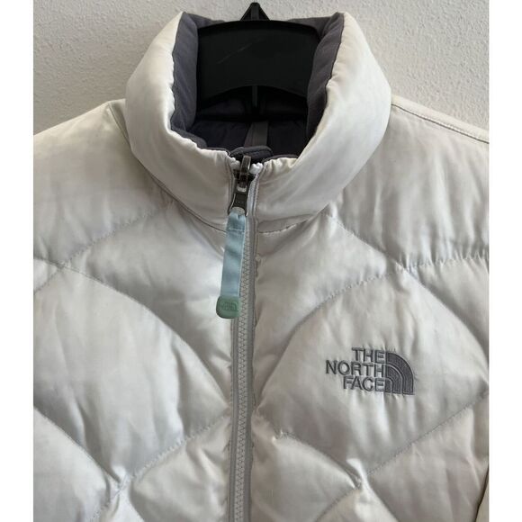 THE NORTH FACE Women Sz XS Aconcagua 550 Down Jacket Ivory/Gray Puffer - Picture 2 of 16